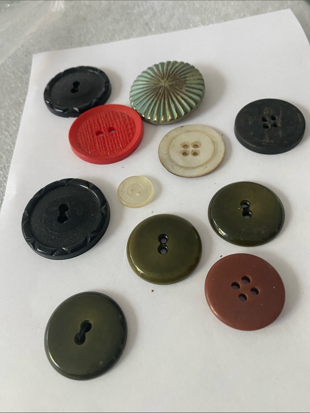 Mixed Decorative Sewing Buttons - Olive Green, Black, Red, Cream, Brown